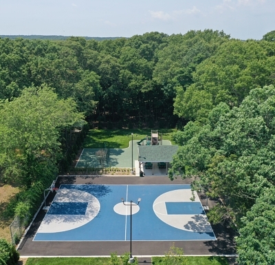 Basketball court, playground, recreation center
